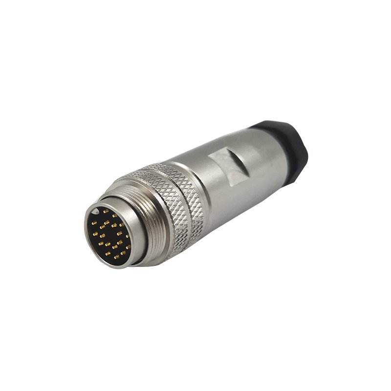 Штыревой кабельный разъем M16, контакты: 19, тип сборки на месте, соединение под пайку, код A, 8-10 мм, прямой, совместимый с AISG