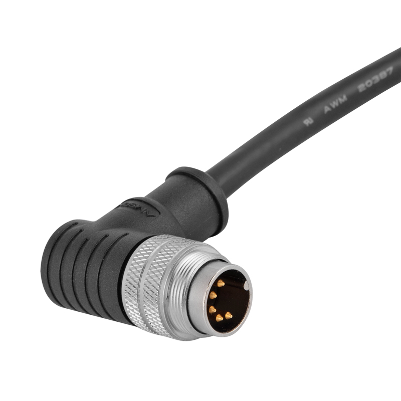 Штекер M16, кабельный разъем, контакт: 5, предварительно сформованный с кабелем, изогнутый к открытому концу, код B, характеристики кабеля и длина: переменная