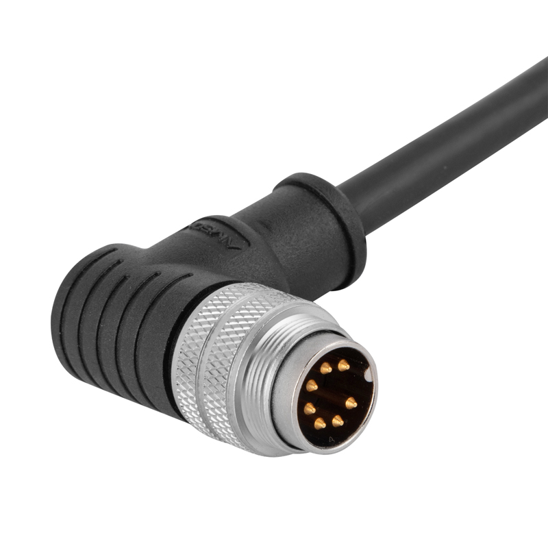 Штекер M16, кабельный разъем, контакт: 7, предварительно сформованный с кабелем, наклонен к открытому концу, код A, спецификация кабеля и длина: переменная