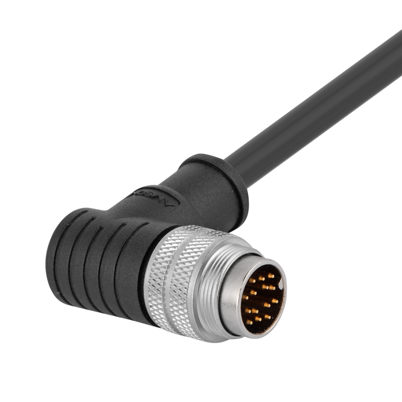 Штекер M16, кабельный разъем, контакт: 24, предварительно сформованный с кабелем, наклонен к открытому концу, код A, спецификация кабеля и длина: переменная
