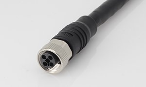 Силовой кабель с T-кодом M12, 4P, гнездовой, с открытым концом, прямой, 12A/63V, для буксируемых цепей, длина кабеля: переменная