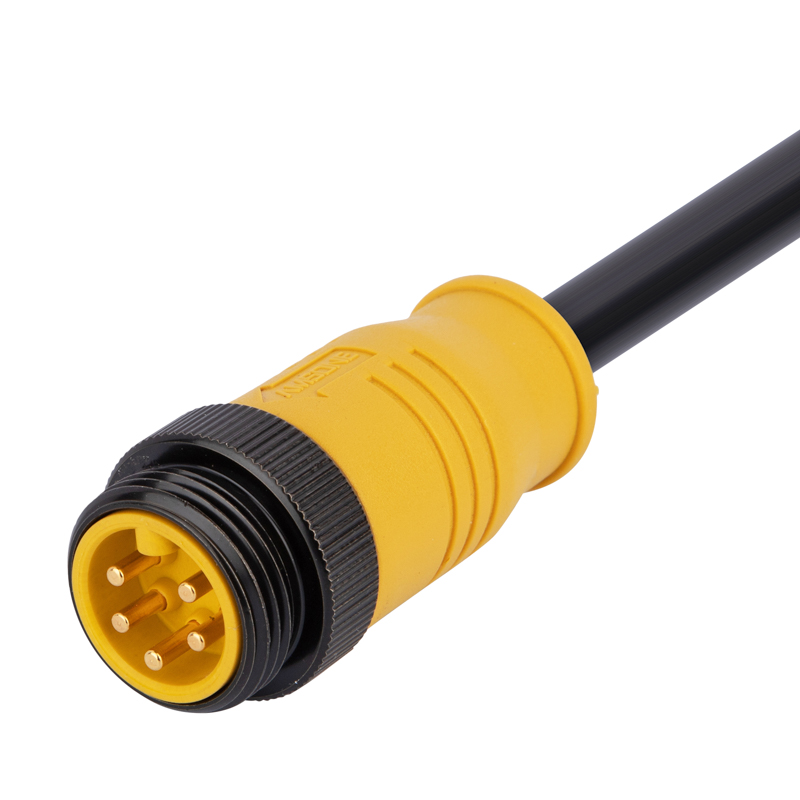 Кабель питания, 7/8"-16UNF штыревой кабельный разъем, контакты: 5, соединение под пайку, прямой предварительно формованный свободный конец, сертифицирован UL, ПВХ ITC/PLTC, устойчивый к ультрафиолетовому излучению, длина кабеля: переменная