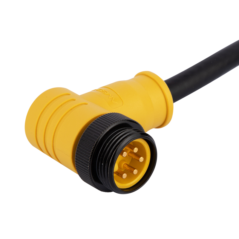 Силовой кабель, 7/8"-16UNF штыревой кабельный разъем, контакты: 5, соединение под пайку, предварительно отлитый под углом к свободному открытому концу, сертифицирован UL, ПВХ ITC/PLTC, устойчивый к ультрафиолетовому излучению, длина кабеля: переменная