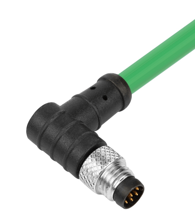 Формованный кабельный разъем M8, вилка, контакты: 4, соединение под пайку, прямоугольный, IP67, 4A\30V