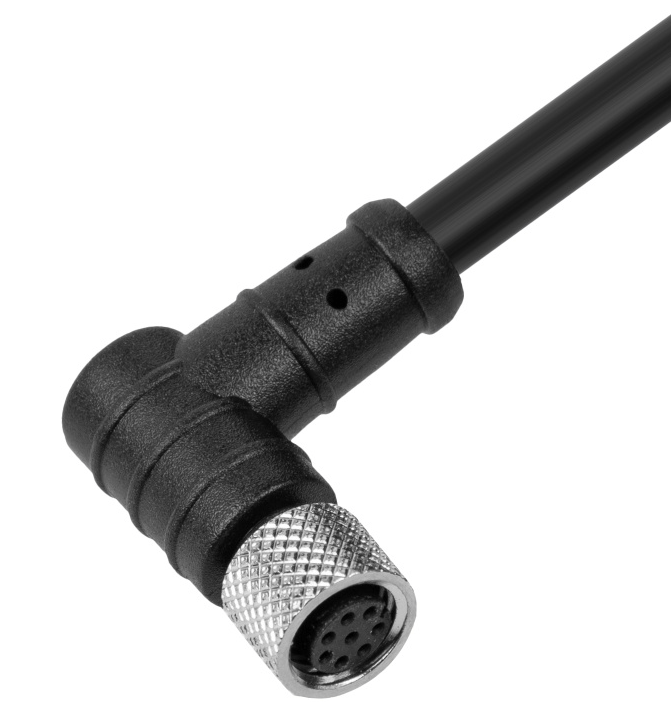Формованный кабельный разъем M8, гнездовой, контактов: 3, соединение под пайку, прямоугольный, IP67,4A\30V