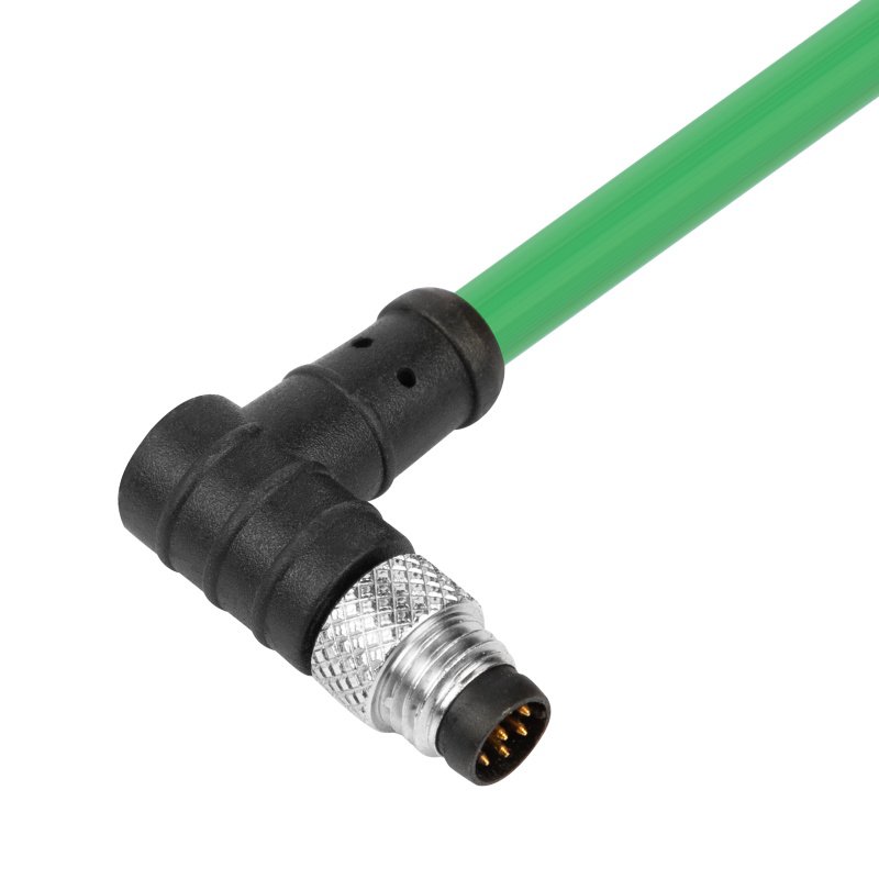 Формованный кабельный разъем M8, вилка, контакты: 8, соединение под пайку, прямоугольный, IP67, 2A\30V
