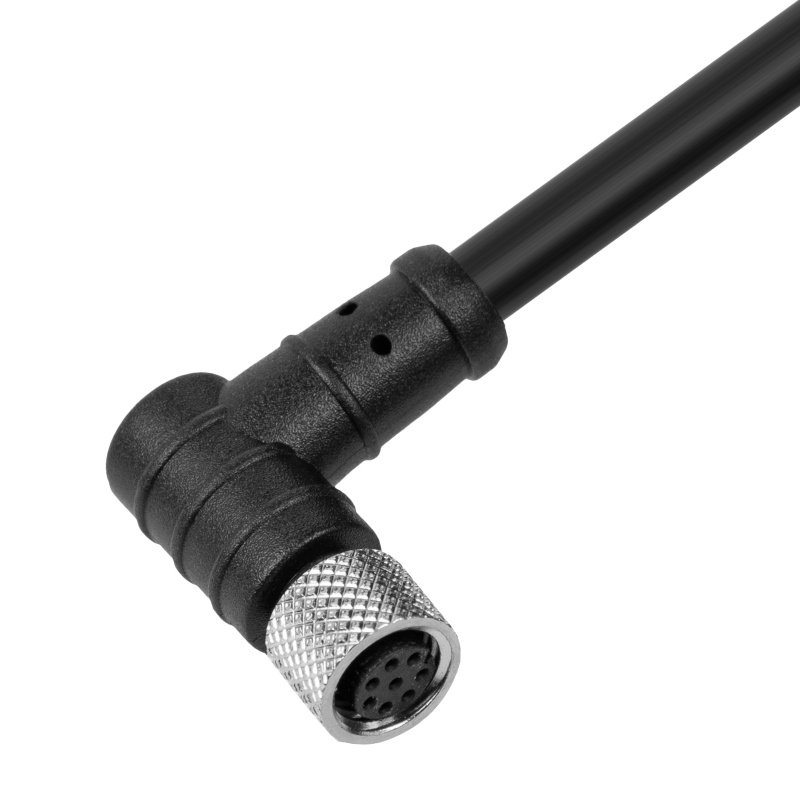 Формованный кабельный разъем M8, гнездовой, контактов: 6, соединение под пайку, прямоугольный, IP67, 2A\30V