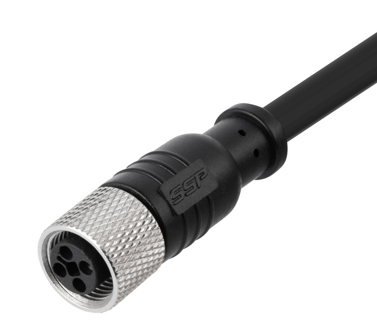 Формованный кабельный разъем M12, гнездовой, контакты; 3, соединение под пайку, T-код, прямой, IP67,12A\63V