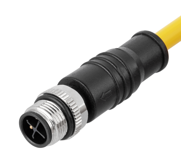Формованный кабельный разъем M12, вилка, контакты: 3 (2+PE), соединение под пайку, код S, прямой, IP67, 12A\630V