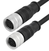 Формованный кабельный разъем M16, гнездо, контакты: 24, соединение под пайку, прямой, IP67, экранируемый, сертифицирован UL
