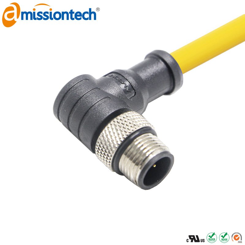 Формованный кабельный разъем M12, штекер, контакты: 17, соединение под пайку, код A, прямоугольный