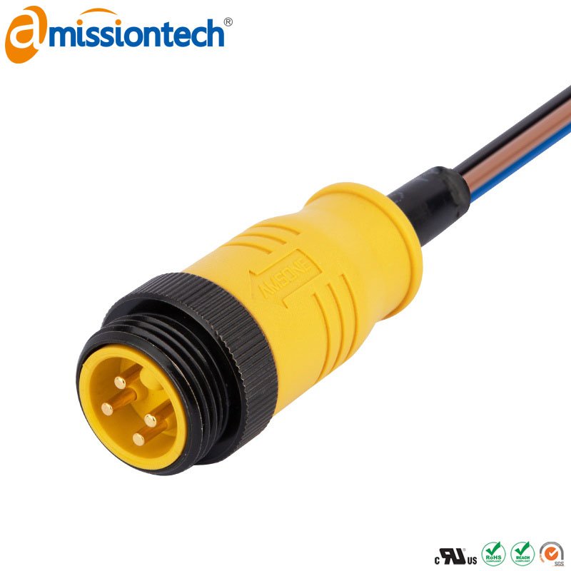 Формованный кабельный разъем 7/8", вилка, контакты: 4, соединение под пайку, прямой, IP67, сертифицирован UL