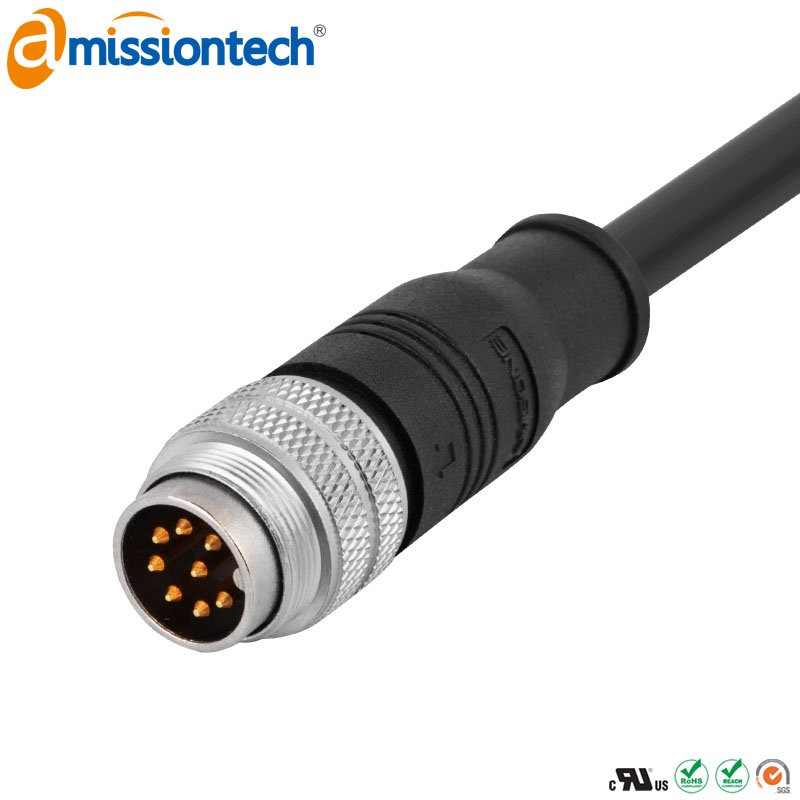 Формованный кабельный разъем M16, штекер, контакты: 8, соединение под пайку, прямой, IP67, экранируемый, сертифицирован UL