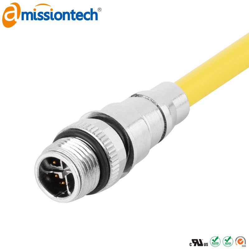 Формованный кабельный разъем M12, штекер, контакты: 8, соединение под пайку, X-код, прямой, IP67, 0,5 А \ 60 В