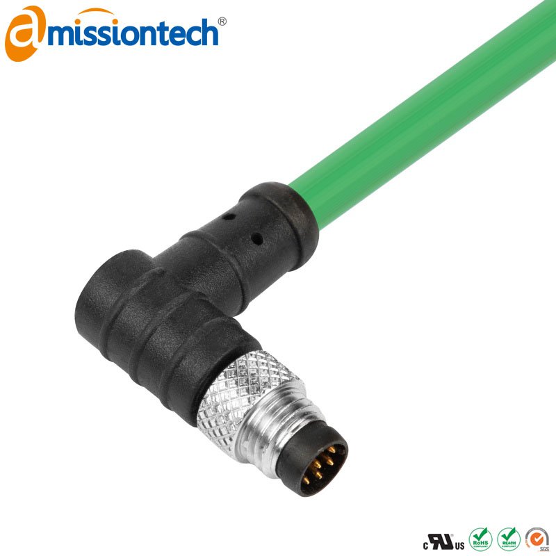 Формованный кабельный разъем M8, вилка, контакты: 6, соединение под пайку, прямоугольный, IP67, 2A\30V